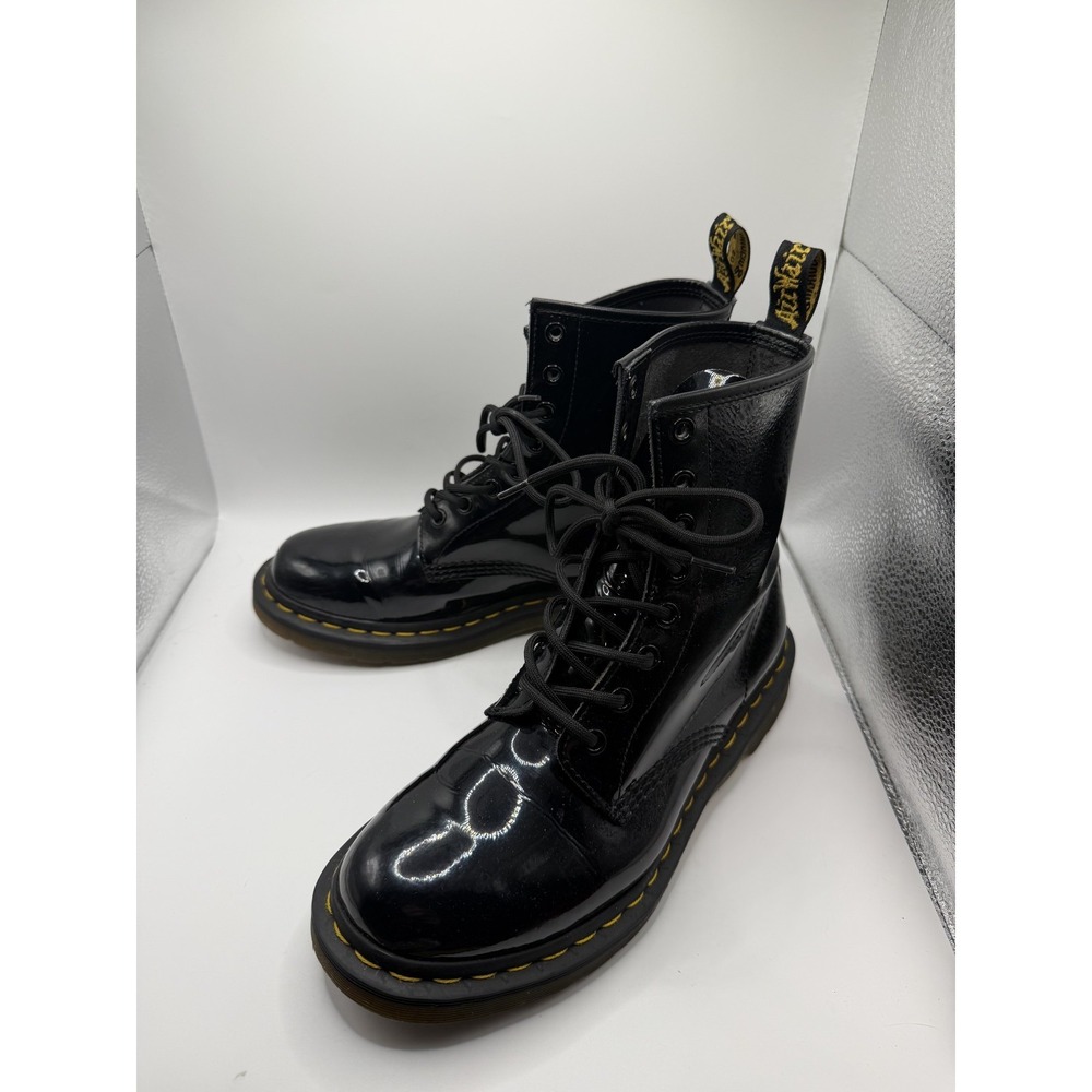 Dr. Martens 1460 Womens 9 Black Patent Leather Combat Ankle Lace Up Boots 11821